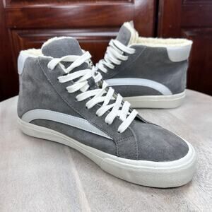 Madewell Sidewalk Shoes Womens 8.5 Gray Suede Sherpa Lined High Top Sneakers New